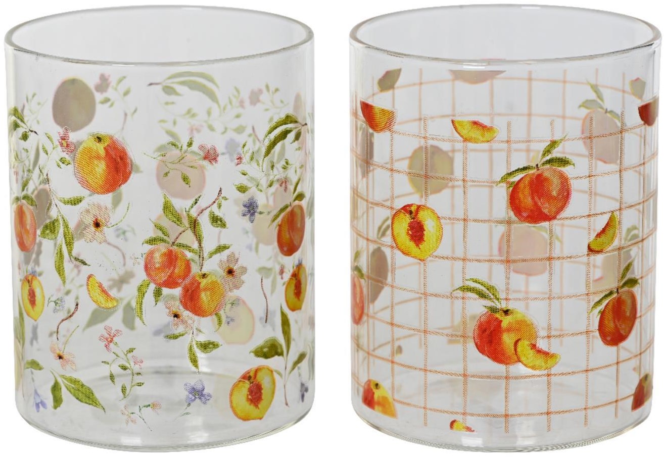 Decoris Trinkglas Glas 500ml Pfirsichfarben klares Glas