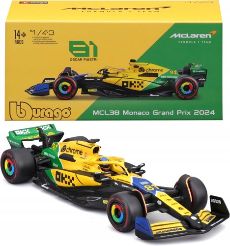 F1 McLaren MCL38 2024 Modellauto mit Helm Norris Senna livery Spielzeugauto