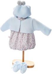 Asi Puppenkleidung - geblümter Body mit blauer Jacke und Mütze