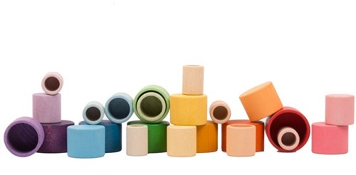 Grapat Holzspielzeug Nest Bowls Regenbogenfarben 24 Stück-3