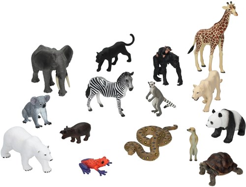 Mojo Tierfiguren Wildlife Schulset 15-teiliges Lernspielzeug