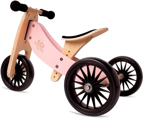 Kinderfeets 2-in-1 Holz Balance Fahrrad Dreirad Tiny Tots Plus - Rose