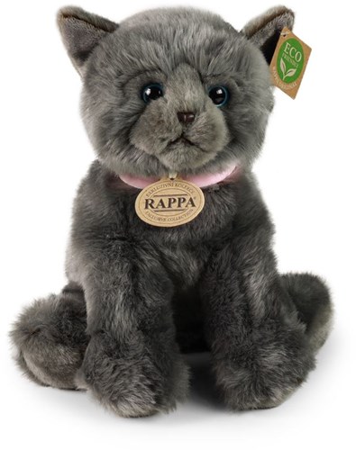 Rappa Kuschelkatze grau 25 cm - Umweltfreundliches Plüschspielzeug