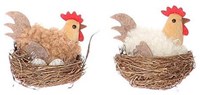 HBX natural living Deko Huhn im Nest - Osterdeko 7,5x5x6 cm