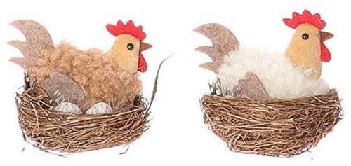 HBX natural living Deko Huhn im Nest - Osterdeko 7,5x5x6 cm