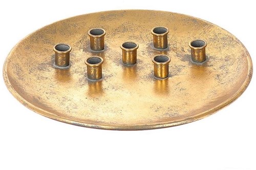 HBX natural living Kerzenhalter Gold Metall für 7 Kerzen Ø30cm luxuriöse Atmosphäre