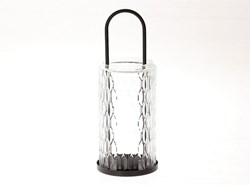 HBX natural living Laterne Glas Schwarz Metall Stimmungslicht 27,5 cm