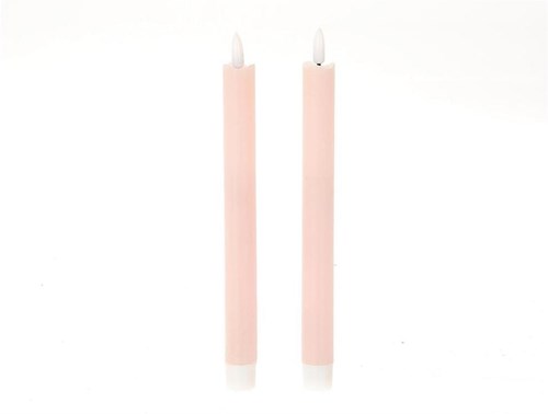 HBX natural living LED Stabkerzen rosa 24,5cm 2er-Set mit Flammeneffekt