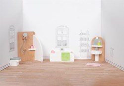 Goki Houten Poppenmeubels Badkamer, 10dlg.
