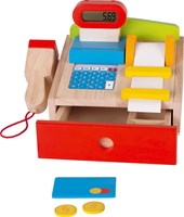 Goki Holz-Kasse mit echtem Taschenrechner Spielzeugladen-2