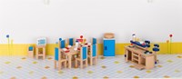 Goki Puppenhaus Küche Holz Möbelset Zubehör 30-teilig