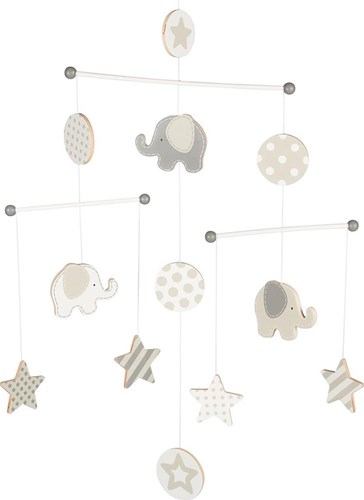 Goki Holz Baby Mobile Elefant und Sterne - Kinderzimmer Dekoration