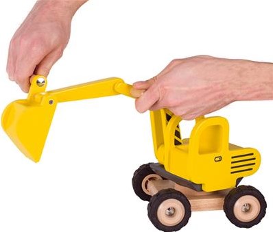 Goki Holzbagger gelb - Baufahrzeug Spielzeug für Kinder-3