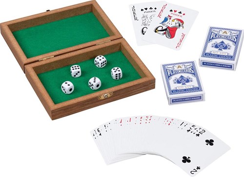 Goki Holz Spielkartenbox - Kartenspiel und Würfelspiel Set für Kinder