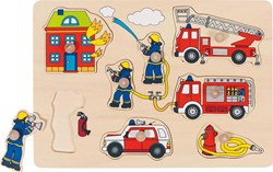 Goki Holzpuzzle Feuerwehr - Steckpuzzle für Kinder