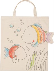 Goki Baumwolltasche Fische - Schultertasche für Kinder Mehrfarbig