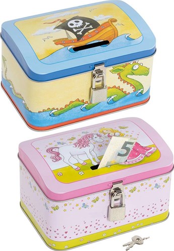Goki Spardose - Pirat und Prinzessin Metall Kinderspardose