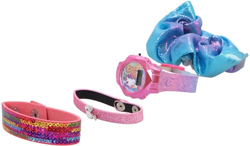 Accutime Barbie Kinderuhr LCD mit Accessoires und Scrunchie Geschenkset-2