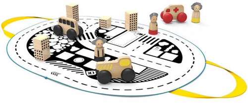 Mamatoyz Spielmatte Kasabam - Spielteppich mit Figuren und Autos - Baumwolle