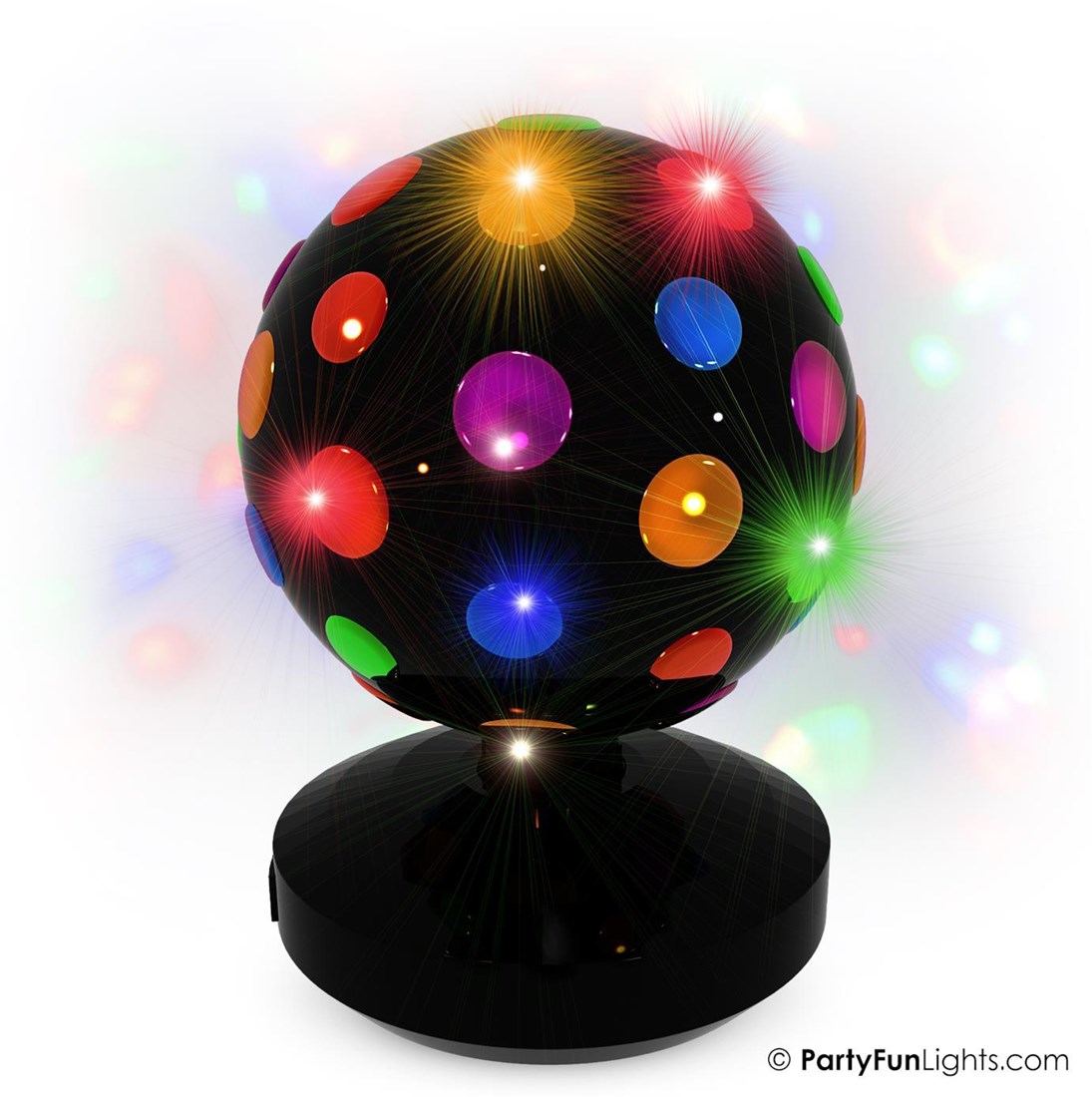 Disco Licht LED Lampe schwarz multi-color 20cm USB und Batterie Planet Happy DE