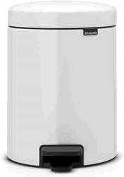 Brabantia Treteimer 5 Liter Weiß - Abfalleimer für Bad und WC