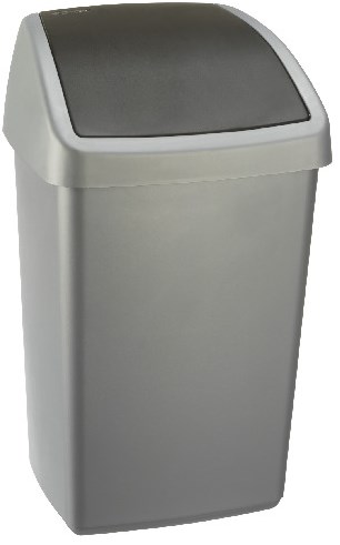Sunware Mülleimer Delta 50L mit Schwingdeckel silbergrau Kunststoff