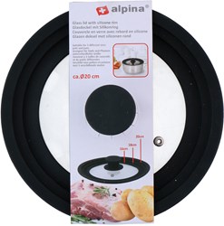 Alpina Pfannendeckel Glas mit Silikonrand universal 16-20 cm