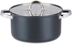 Alpina Kochtopf Induktion mit Deckel 24cm 6,1L - Edelstahl Topf schwarz