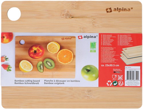 Alpina Bambus Schneidebrett Küchenzubehör 23x30cm langlebig