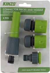 Kinzo Garten Zubehör Set mit Kupplungen und Düse 4-teilig