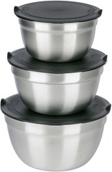 Alpina RVS Schalen Set mit Deckel - 3-teilig - Küchen-Mischschüssel