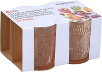 Alpina Trinkglas orange 240ml 4er-Set für den täglichen Gebrauch