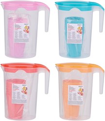 Alpina Kunststoff-Krug Set blau mit 6 Bechern 1,75L 300ml