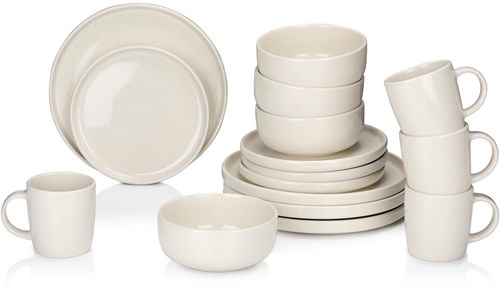 Alpina Tafelgeschirr Set 16-teilig Keramik creme für 4 Personen - spülmaschinenfest