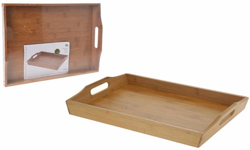 Bambus Tablett rechteckig 43x29x5 cm hellbraun nachhaltiges Holz