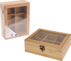 Excellent Houseware Bambus Teebox Aufbewahrungsbox 6 Fächer braun