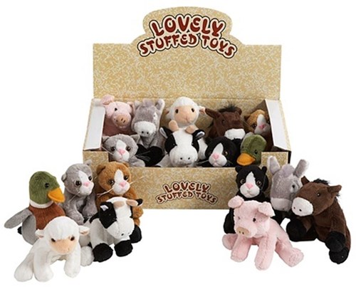 Harlekijn Bauernhof Kuscheltiere Spielzeug Set - 9 Sorten - 12 cm - Mehrfarbig