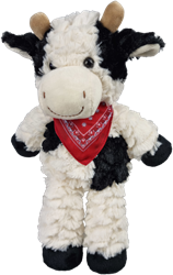 Harlekijn Kuscheltier Kuh Plüsch mit Halstuch - 27 cm - weiß schwarz