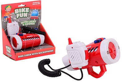 Johntoy Feuerwehr Fahrrad Sirene mit Mikrofon - Bike Fun Zubehör