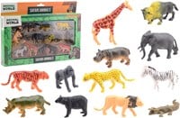 Johntoy Wildtiere Spielset - Animal World 12-teiliges Spielzeug