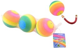 Johntoy 3 Regenboog ballen 8cm in net 29626