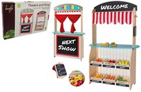 Jouéco Holzspielzeug Theater und Laden mit Zubehör - 2 in 1 Rollenspiel
