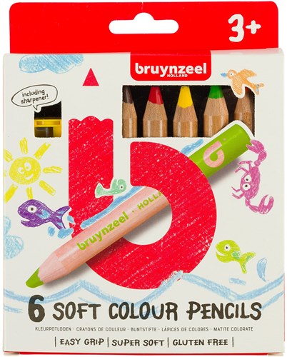Bruynzeel Buntstifte Soft Set 6 Stück für Kinder ab 3 Jahren