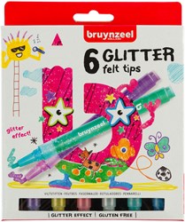 Bruynzeel Glitzer Filzstifte Set 6 Stück - Basteln und Malen