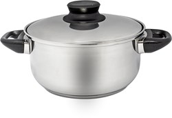Kochgeschirr Edelstahl Kochtopf 18 cm Bakelitgriff schwarz rostfrei