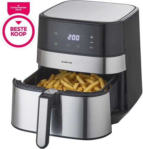 Inventum GF500HLD Airfryer Friteuse  5L Zwart/RVS 1700W
