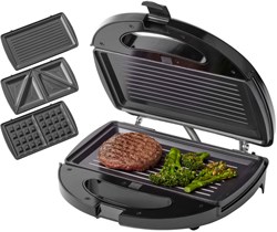 Tomado Multigrill schwarz 3-in-1 Grill Sandwich Waffeleisen 750W Küchengerät
