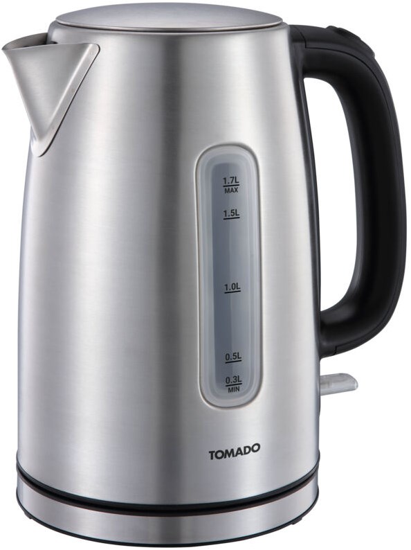 Tomado Wasserkocher Edelstahl 1,7 Liter 2200W mit Kalkfilter und Anzeige Planet Happy DE