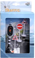 Kids GLOBE Ampel Spielzeug mit Licht und 3 Verkehrsschildern 12cm