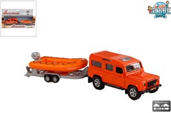 Kids Globe Die Cast Land Rover met reddingsboot 27cm